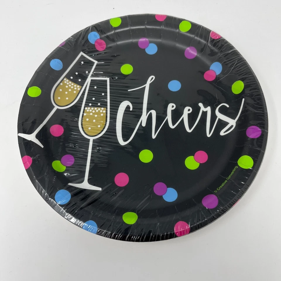 New Years Eve Cheers Happy Cocktail Holiday Party Paper Plates Napkins Serves 8 - Image 3 of 4