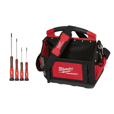 PACKOUT 15 In. Tote And 4-Piece Precision Combination Screwdriver Set (5-Piece)
