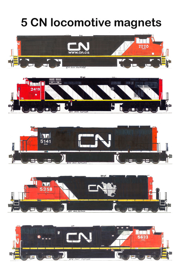 Canadian National Locomotives set of 5 magnets by Andy Fletcher | eBay