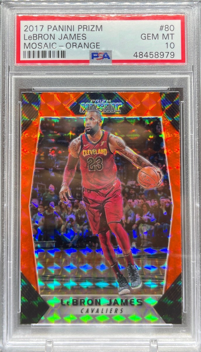 2017-18 Prizm LeBron James Mosaic Orange #80 PSA 10 Gem Mint 