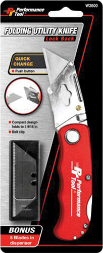 Performance Tool Folding LB Utility Knife Red W2600 - Picture 1 of 1