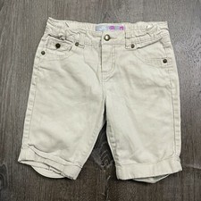 JK Indigo Girls Bermuda Shorts Beige Khaki Uniform Adjustable Waist Cuff Size 8