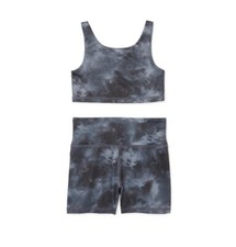 Athletic Works Girls Size 2XL Black Tie Dye Sports Bra Bike Shorts 2 Piece Set