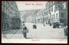 ITALY Napoli Naples Postcard 1910s Margellina. Tram, Streetcar