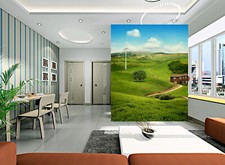 Carta da parati mulino a vento bianco 3D H3465 immagine da parete autoadesiva adesivo rimovibile Erin