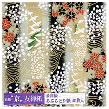 Aburatori-gami Oil Blotting Paper 40sheets Kyoto Yuzen Flower crane Black Japan