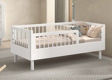 Juniorbett Rausfallschutz Kinderbett Gitterbett 70x140 Buche massiv Weiß