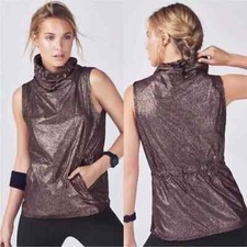 Fabletics Women's L Athletic Liora Metallic Vest Black Rose Gold Size M - 8