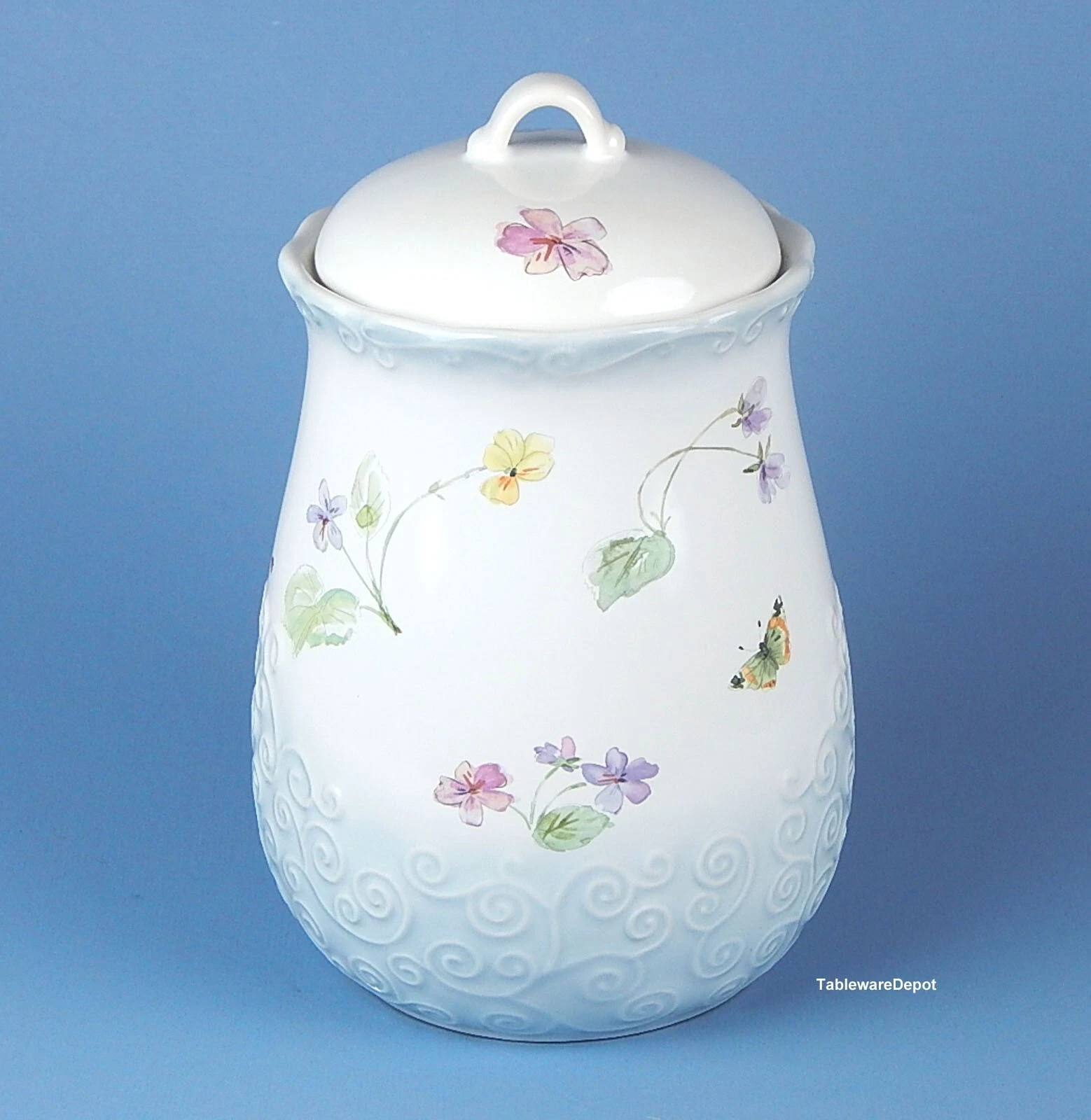 Pfaltzgraff VIENNA FLORAL, 10" Large Canister & Lid, MINT UNUSED Condition!