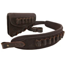 1 Suit Leather Gun Buttstock Cover with Gun Sling for .308 .30/06 .22LR 12GA.357