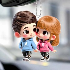 Custom Cartoon Couple Car Hanger 3d Acrylic Personalized Valentine Gift Custom Cartoon Couple Car Hanger 3d Acrylic Personalized Valentine Gift