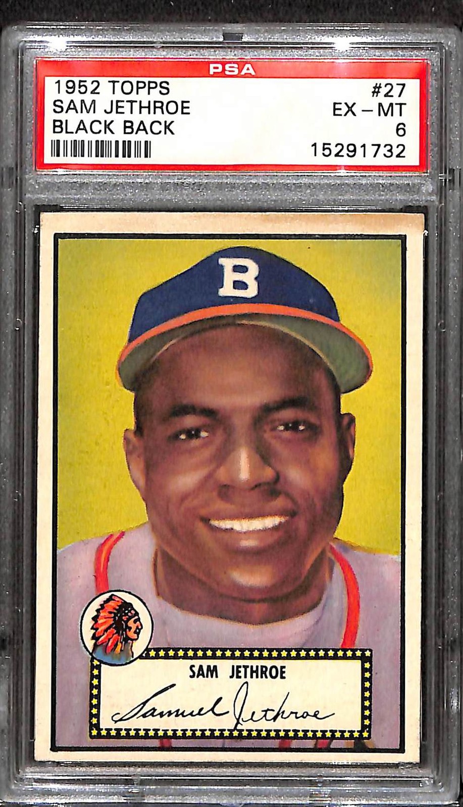 1952 TOPPS #27 SAM JETHROE BLACK BACK PSA 6 EX-MT 15291732