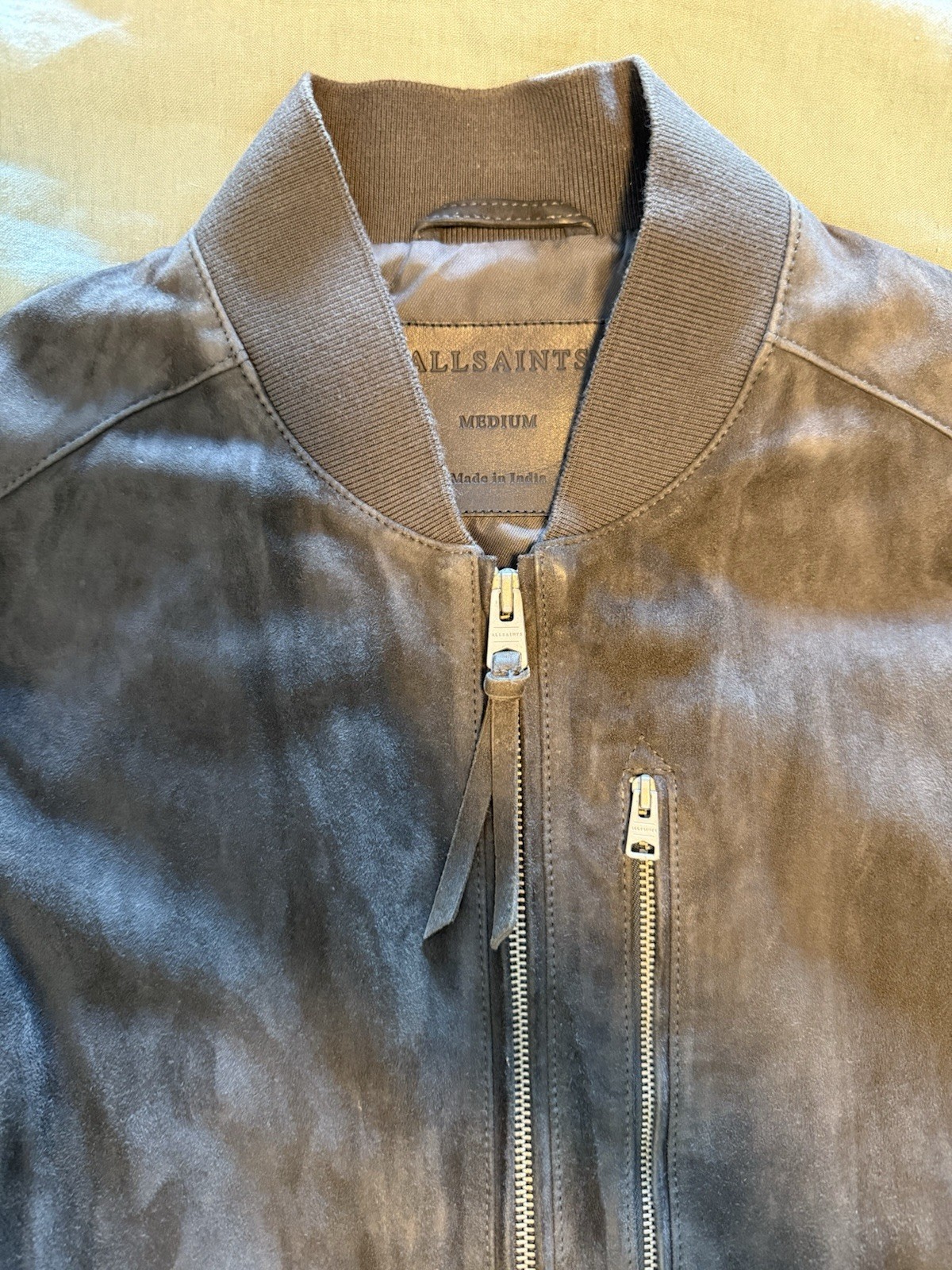 AllSaints Men's Kemble Suede Bomber Jacket Gray, Size M image 5