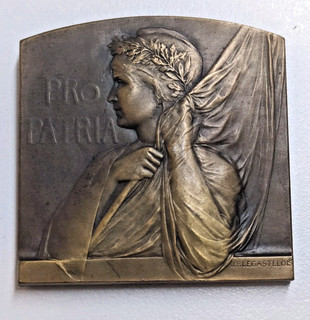 ART NOUVEAU BRONZE PLAQUE PRO PATRIA LEGASTELOIS MARIANNE FRANCE WW1 MEDAL
