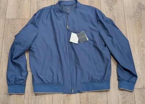 $1950 Mens Brett Johnson Wool Blend Varsity Jacket Navy 56 US 46 - product listing photo
