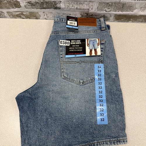 Lucky Brand Shorts Mens Loose 32 Denim Shorts, Style 169823 Light Wash