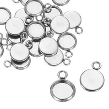 Round Pendant Blank Tray, 30Pcs - Stainless Steel Cabochons Setting Blank 6mm