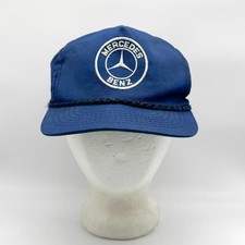 Vintage Mercedes Benz Snapback Hat Blue Fits Small Racing Car Automotive Promo