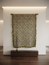 Vintage Franz&ouml;sischer Jacquard Geometrische Blumenszene Wandbehang Wandteppich 206x134 cm