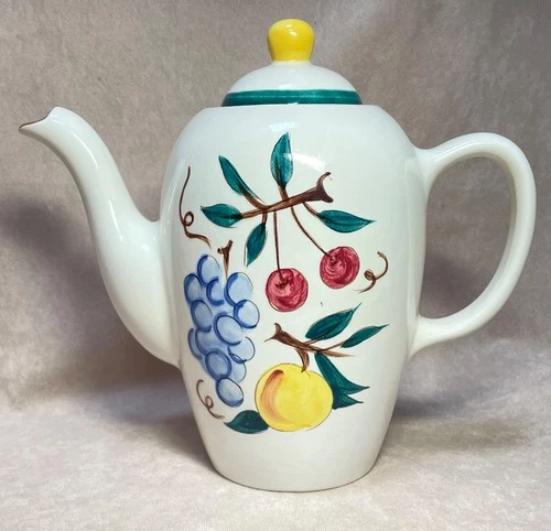 STANGL POTTERY FRUIT 9 1/2” Blueberry Cherry Hand Painted Coffee Pot
