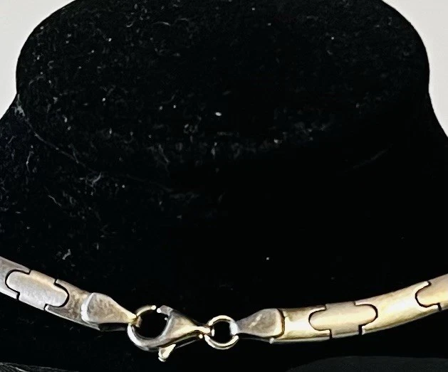 925/- Sterlingsilber Kette, Muster, simulierte Diamanten, 45 cm lang, 4 mm breit - Bild 2 von 3