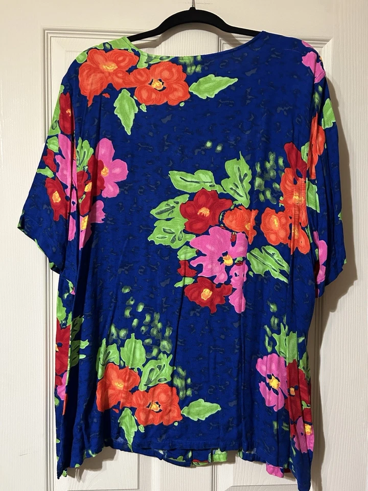 Blusa para mujer talla 22W tropical vibrante trabajo informal viaje playa crucero resort Foto 2 de 4