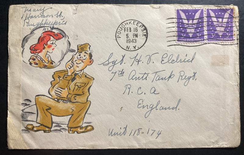 1943 Poughkeepsie NY USA Censored Patriotic Cover To RCA England