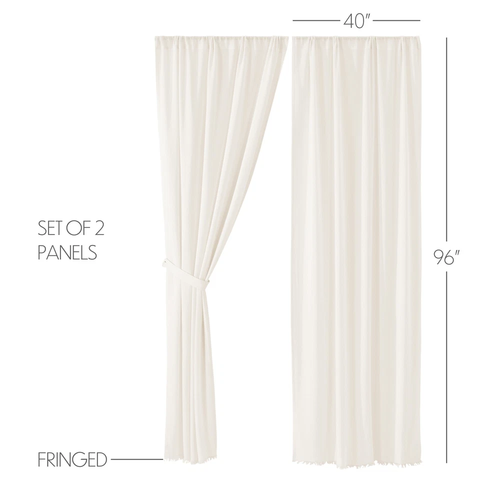 Paneles Paño Tabaco Antiguo Blanco Granja 96x40 Juego de 2 Cortinas Marcas VHC Foto 4 de 4