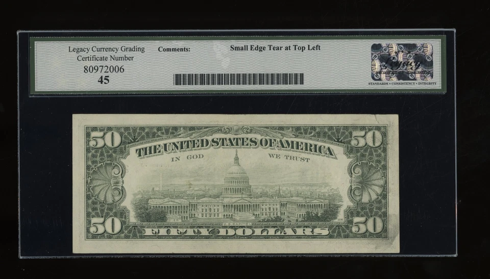 DBR 1981 $50 FRN New York Fr. 2120-B Legacy 45 Serial B06566983B - Image 2 of 2