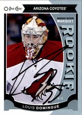 Louis Domingue Signed 2015-16 O-Pee-Chee Marquee Rookie Card Arizona Coyotes. rookie card picture