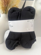 Nike Everyday Cushioned Crew Socks Black 6 Pack Womens 6-10 / Youth 5Y - 7Y NEW