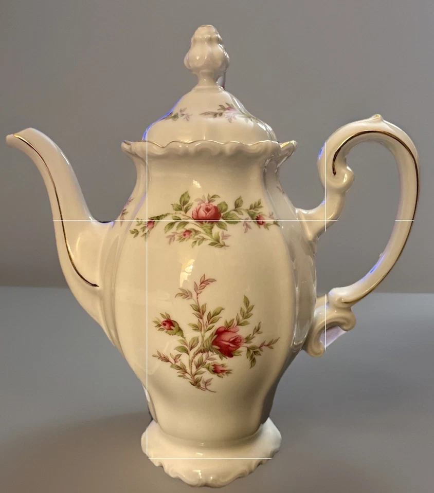 JOHANN HAVILAND MOSS ROSE Bavarian Coffee/Tea Pot 4 Cups/Saucers 4 Berry Bowls - Image 2 of 4