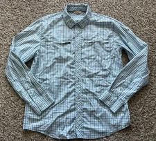 Simms Shirt Mens Medium brrr Blue Plaid Button Up Fishing