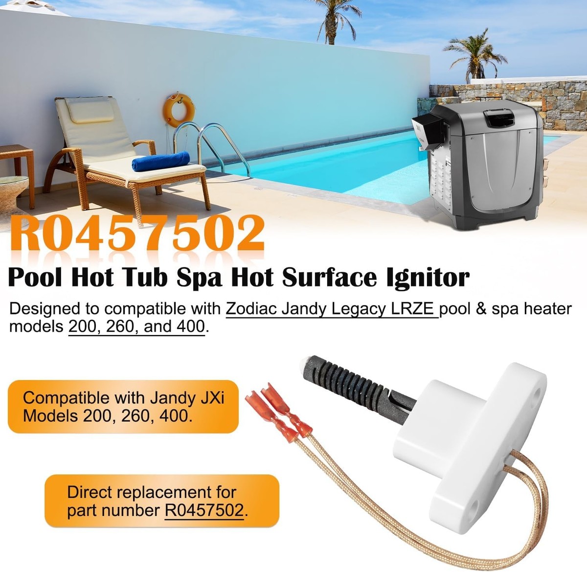for Zodiac Jandy R0457502 JXi Heater 200-400 Hot Tub Spa Hot