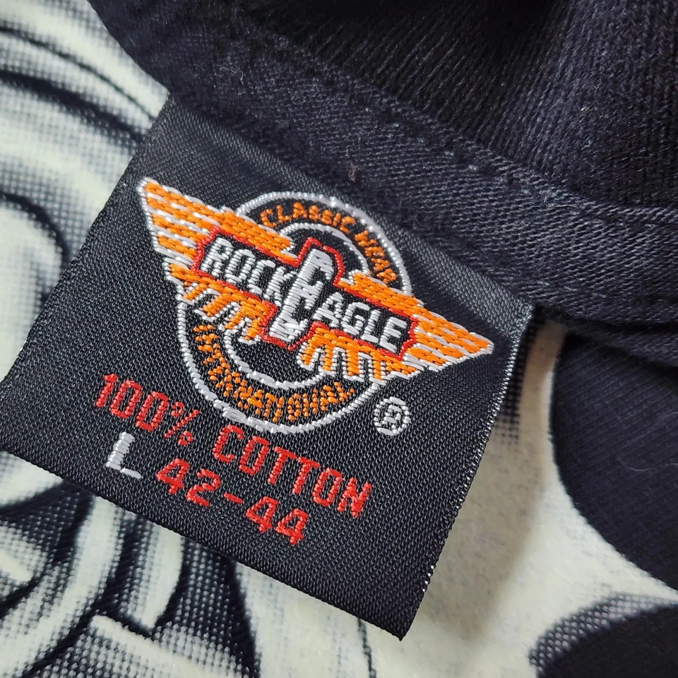 Camiseta Rock Eagle L Gráfico Tribal Doble Cara Calavera Tatuaje Motociclista Gótico Negro Foto 4 de 4