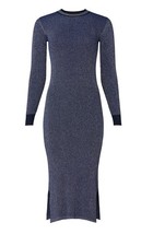 Anthropologie Scotch & Soda Lurex Midi Dress Small S Navy Metallic Sweater Dress