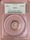 1851 PCGS AU53 Liberty Seated Half Dime H10c - Old Green Holder - OGH