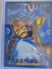🔥✨️🔥✨️🔥✨️2024 SkyBox Marvel Masterpieces 92 Platinum Iron Man #38 Blue Traxx