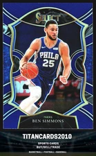 Ben Simmons 2020-21 Panini Select Blue Refractor Concourse 76ers #34