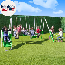 Park Ridge Metal Swing Set for Kids Ages 3-8   2 Swings, Standing Swing, Roman G