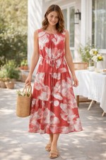 Simply Vera Vera Wang Maxi Dress XL Rust Floral Sleeveless NWT