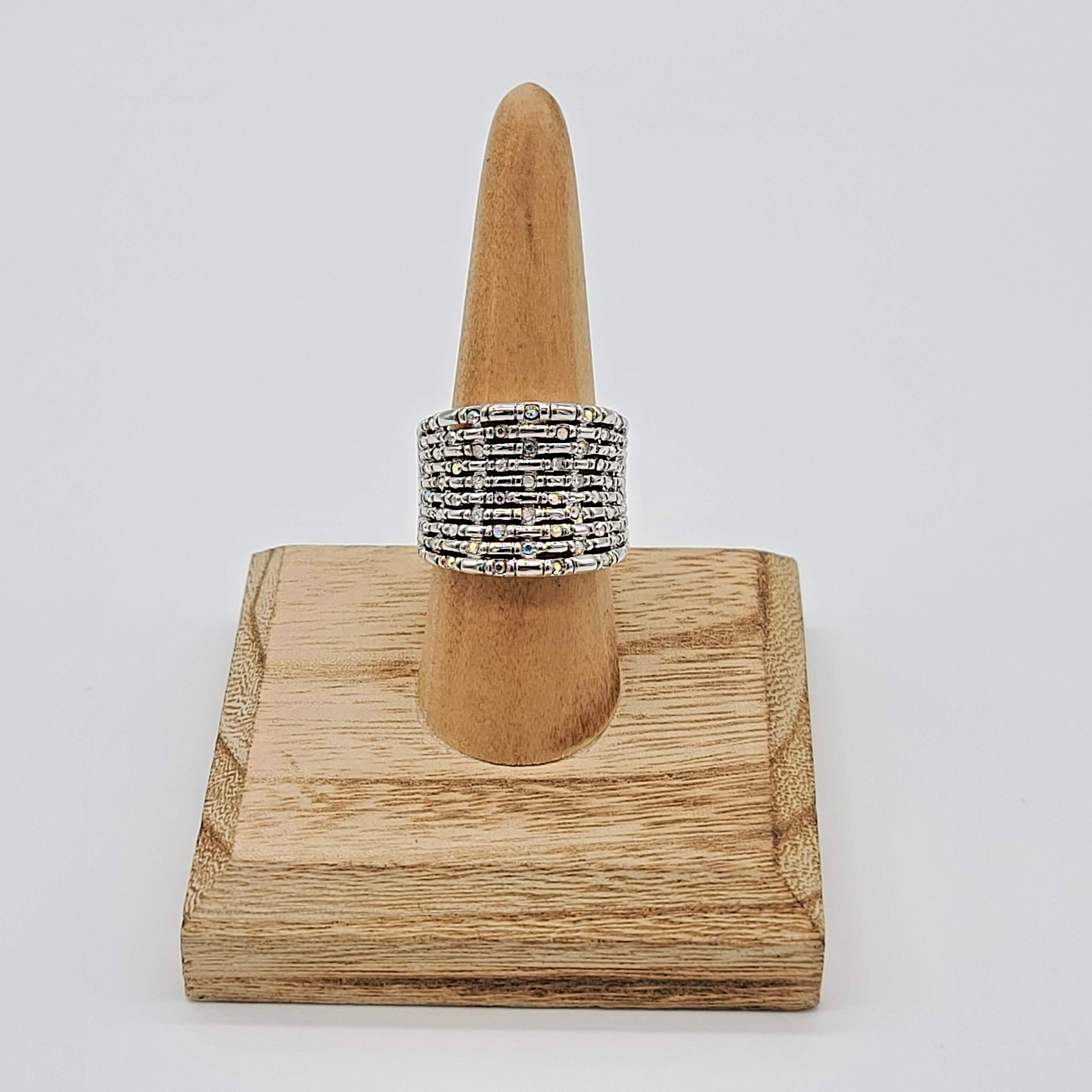 Premier Designs PIXIE Ring Silver Bamboo Pattern … - image 1