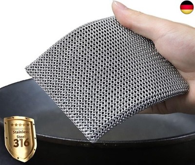 Gusseisen-Reiniger, Kettennetz-Schrubber, feiner Ring, 316 Edelstahl,