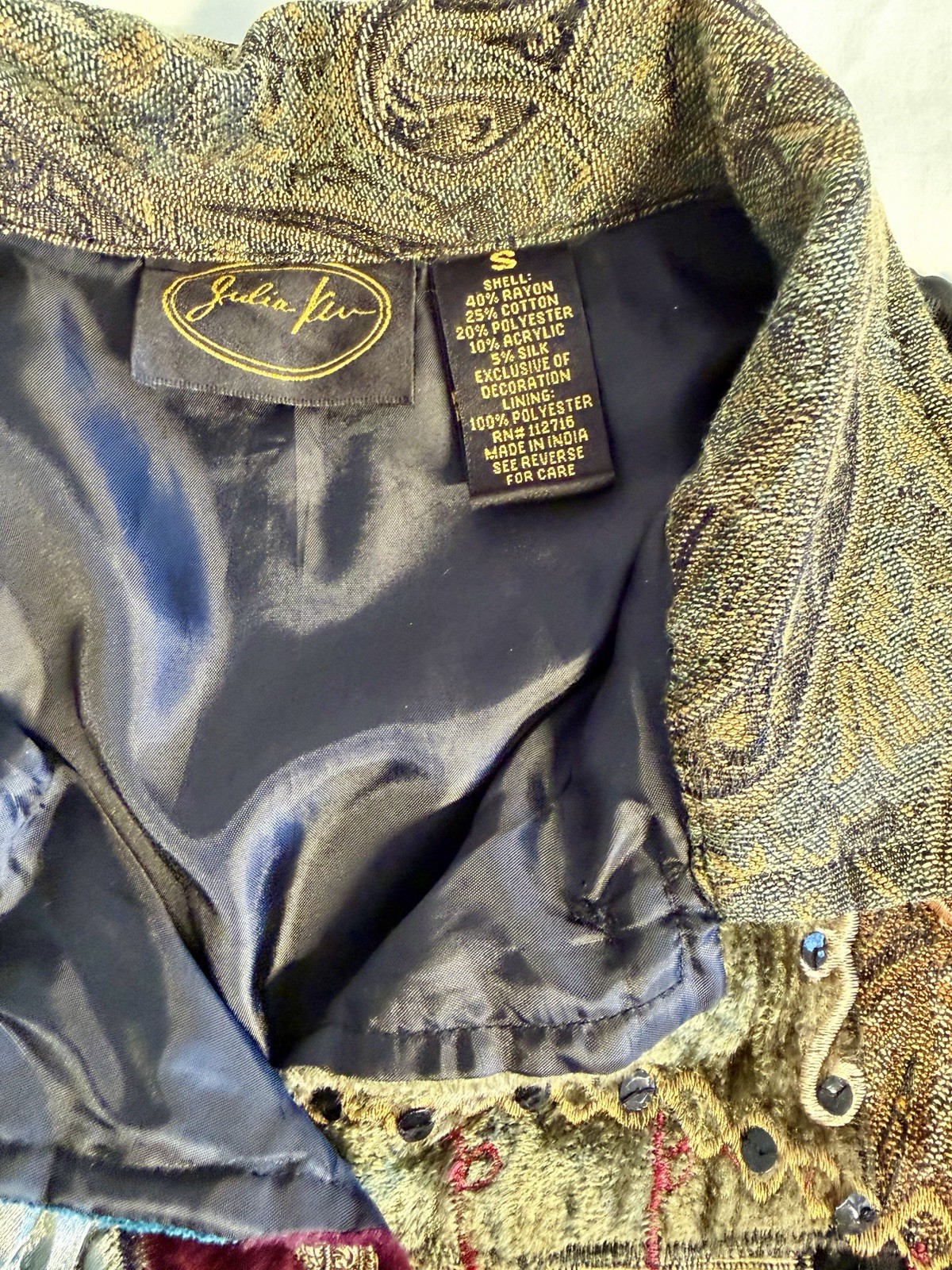 Julia Liu Multicolor Patchwork Embroidered Sequin… - image 5