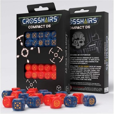 Q-Workshop Crosshairs Cobalt And Red Compact 20D6 Dice Set NEW