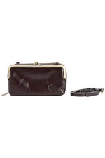 Patricia Nash Leather Missoula Kisslock Frame Crossbody Chocolate