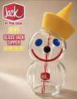 Jack In The Box Glass Sipper Limited Edition Cup w/Straw In Hand New
