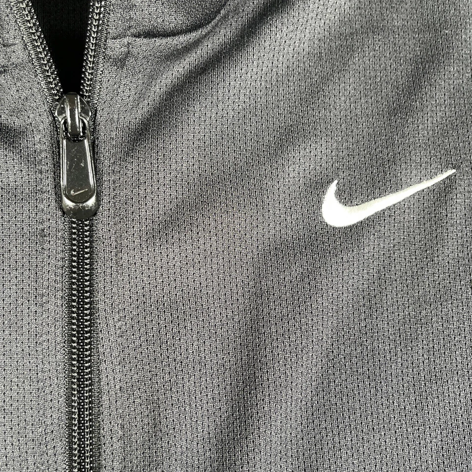 De Colección Nike Chaqueta de Pista Para Hombre L Gris Etiqueta Retro Negro/Blanco Rayas Bolsillos Swoosh Foto 4 de 4