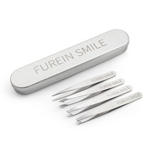 Professional Eyebrow Tweezers Set - 4 Piece Stainless Steel Kit for Precise H...