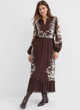 LOFT Brown Cream Floral Maxi Dress Size Small Petite NWT